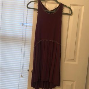 Burgundy tank top with crocheted accents